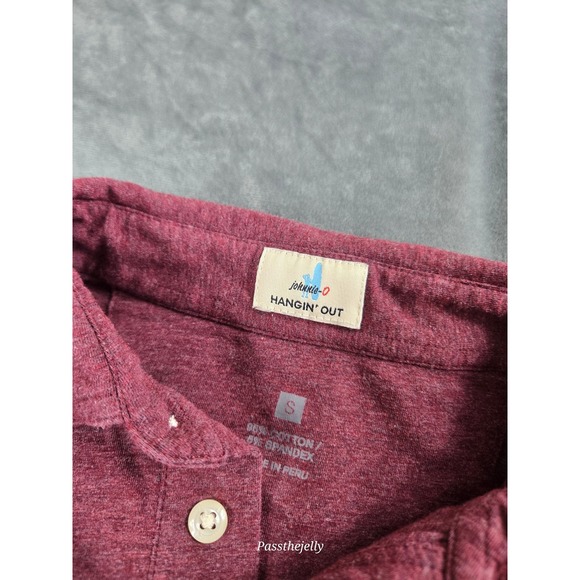 Johnnie O Polo Shirt Mens Small Red Cotton Golf Heather Logo Pocket UPF Stretch - Picture 3 of 10